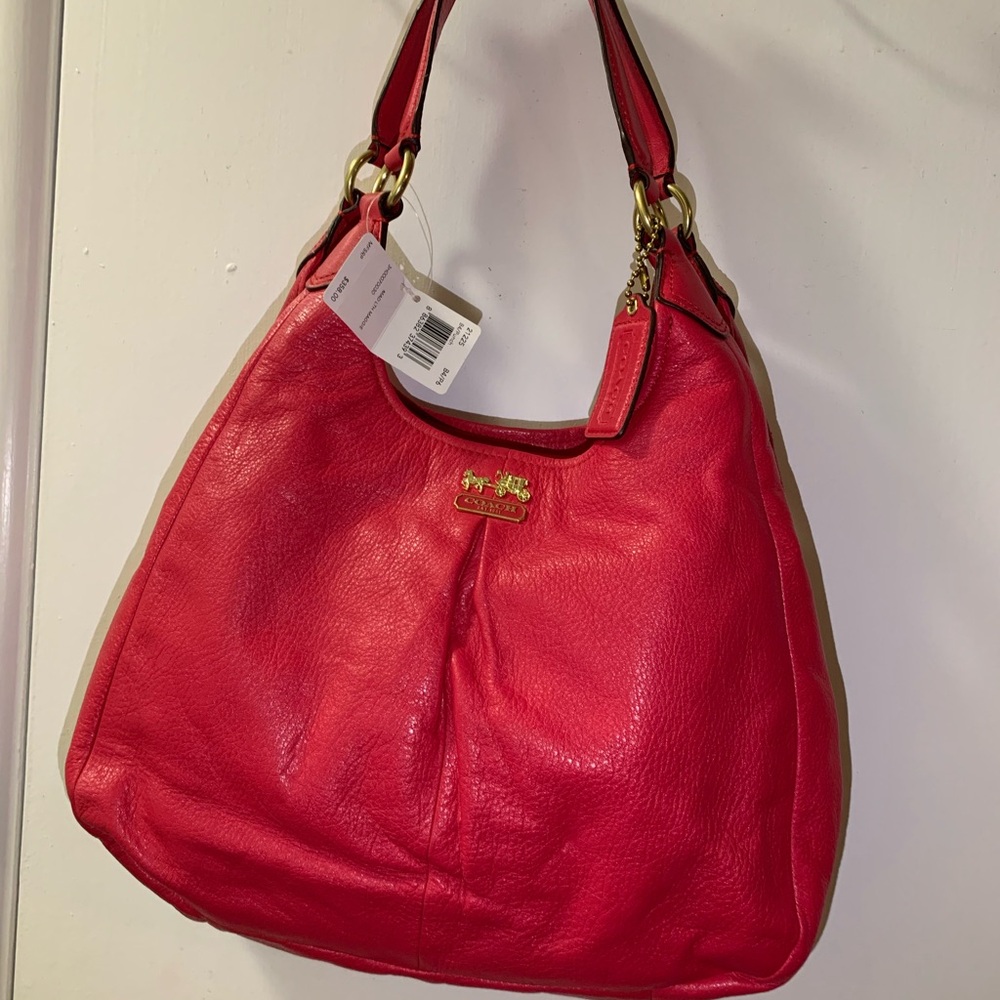 Coach Red Leather Shoulder Bag